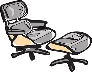 Modern Office Chairand Ottoman Illustration PNG Image