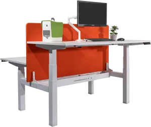 Modern Office Computer Desk Setup PNG Image