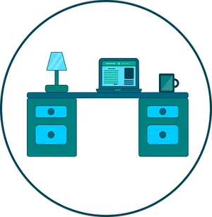Modern Office Desk Setup PNG