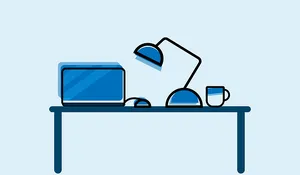 Modern Office Desk Setup PNG Image