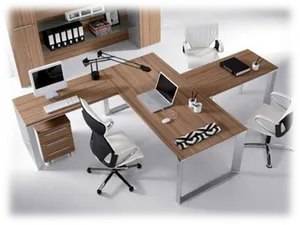 Modern Office Setup Top View PNG Image