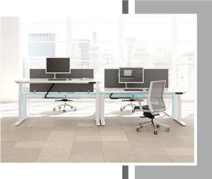 Modern Office Workspacewith City View PNG Image