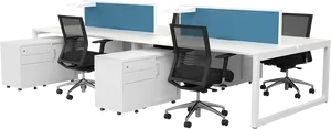 Modern Office Workstations Setup PNG Image