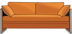 Modern Orange Sofa Design PNG Image