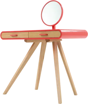 Modern Pinkand Wood Dressing Table PNG Image