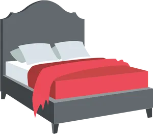 Modern Red Blanket Bed Illustration PNG Image