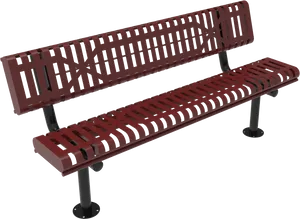 Modern Red Metal Park Bench PNG Image