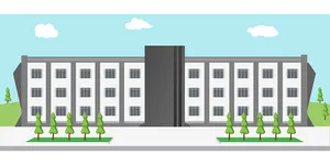 Modern School Building Vector PNG Image