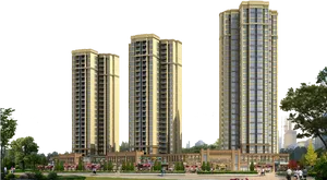 Modern Skyscrapers Design Rendering PNG Image