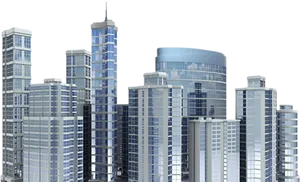 Modern_ Skyscrapers_ Nighttime_ Rendering PNG Image