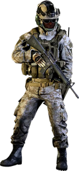 Modern Soldierin Camouflage Gear PNG Image