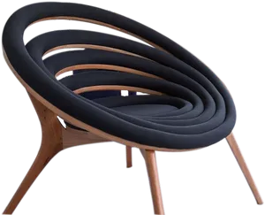 Modern Spiral Wooden Chair Design PNG Image