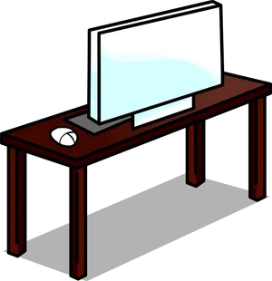 Modern Tablewith Monitor Clipart PNG Image