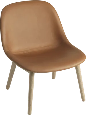 Modern Tan Leather Chair PNG Image