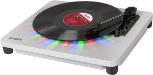 Modern Turntablewith Colorful Lights PNG Image