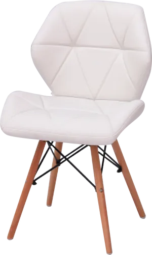 Modern White Club Chairwith Wooden Legs PNG Image