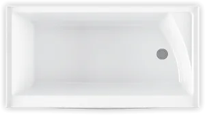 Modern White Rectangular Bathtub Top View PNG Image