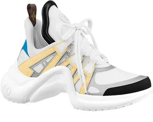 Modern White Sneakerwith Color Accents.png PNG Image