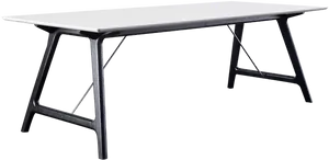 Modern White Table Black Legs PNG Image