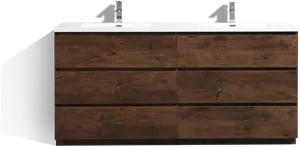 Modern Wooden Bathroom Vanity Cabinet PNG Image