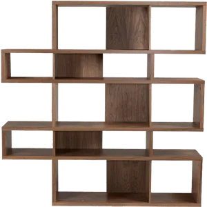 Modern Wooden Bookshelf Design PNG Image