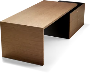 Modern Wooden Coffee Table With Storage PNG Image