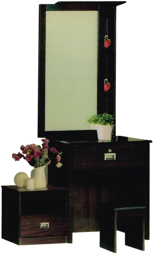 Modern Wooden Dressing Table Design PNG Image