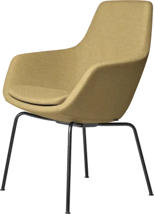 Modern Yellow Upholstered Chair PNG Image