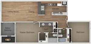 Modern2 Bedroom Apartment Floor Plan PNG Image