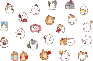 Molang Characters Pattern PNG Image