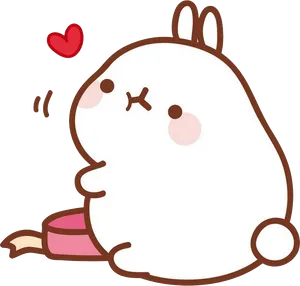 Molang Sitting With Heart PNG Image