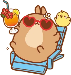 Molang Summer Vacation Relaxation PNG Image