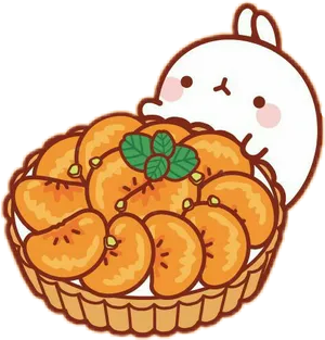 Molang_with_ Basket_of_ Peaches PNG Image