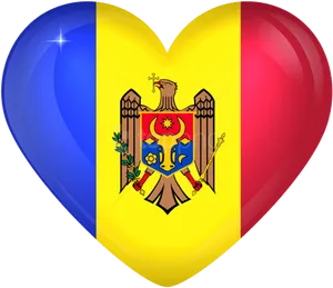 Moldova Flag Heart Shaped PNG Image