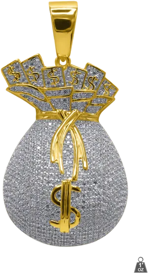 Money Bag Diamond Pendant Design PNG Image