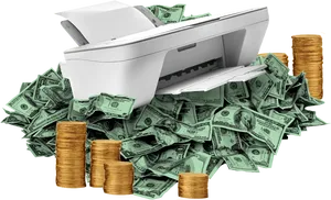 Money Printing Printerand Cash Stacks.jpg PNG Image