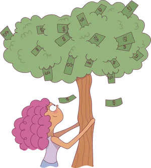 Money Tree Cartoon Illustration PNG Image