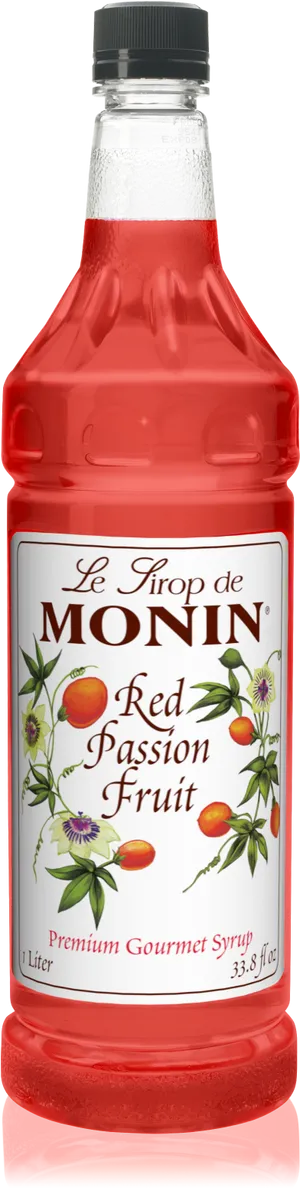 Monin Red Passion Fruit Syrup Bottle PNG Image