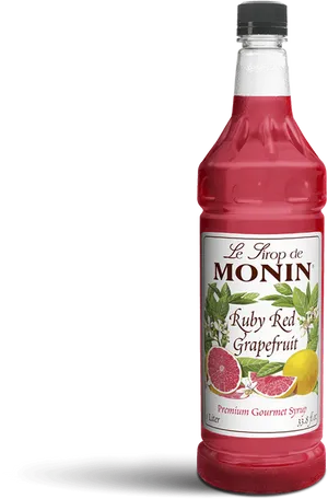 Monin Ruby Red Grapefruit Syrup Bottle PNG Image