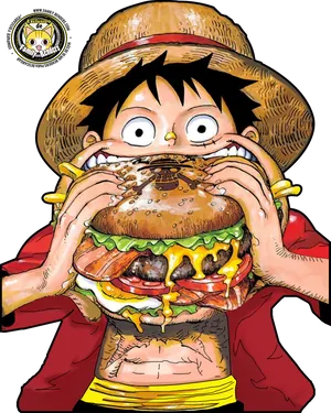 Monkey D Luffy Giant Burger Challenge PNG Image