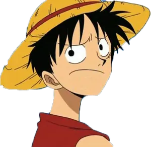 Monkey D Luffy Straw Hat Expression PNG Image