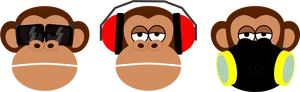 Monkey_ Emoji_ Variations_with_ Accessories PNG Image