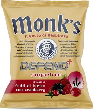 Monks Defend Sugarfree Cranberry Candy Package PNG Image