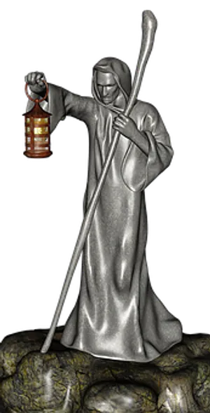 Monkwith Lantern Statue PNG Image