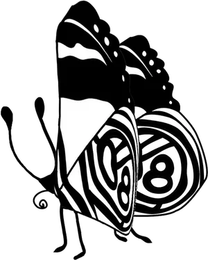 Monochrome_ Abstract_ Butterfly_ Art PNG Image