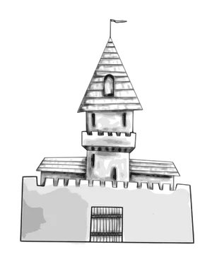 Monochrome Castle Illustration PNG