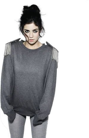 Monochrome Casual Style Woman PNG Image