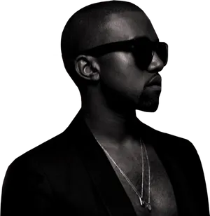 Monochrome Profileof Manwith Sunglasses PNG Image