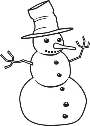 Monochrome Snowman Illustration PNG Image