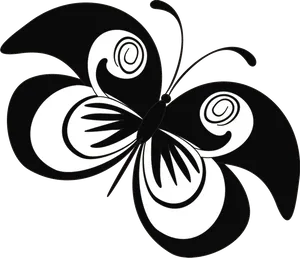 Monochrome_ Spiral_ Butterfly_ Vector PNG Image